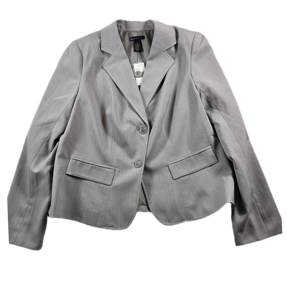 Lane Bryant Blazer Womens 14 Plus Gray Pinstripe Spandex Career Jacket NEW